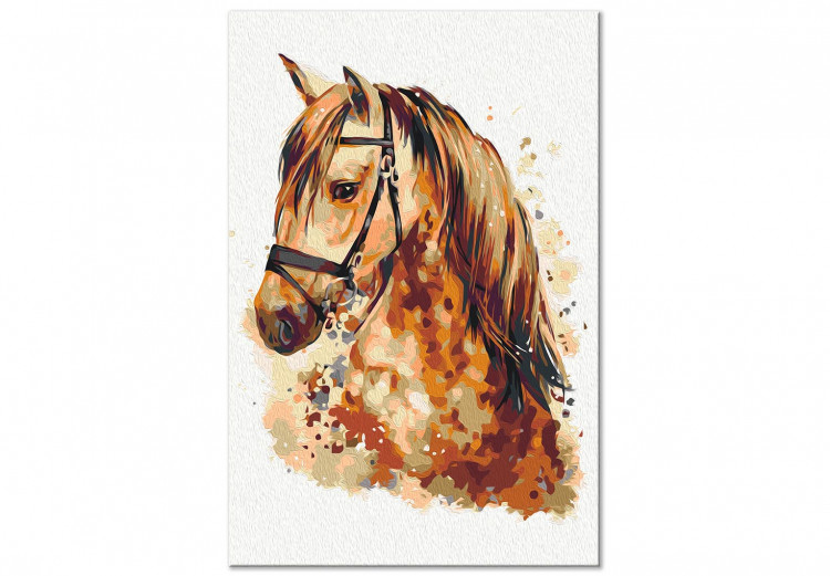Paint by Number Kit Horse Portrait - Animal With a Beautiful Mane on a Gray Background 148873 additionalImage 4