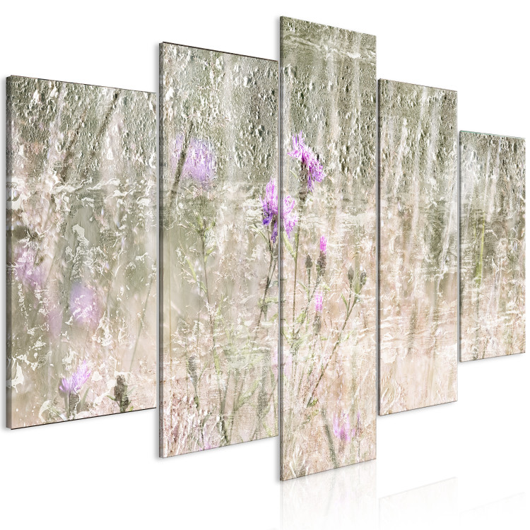 Canvas Print Meadow in the Morning (5-piece) Wide - landscape with flowers against greenery 148973 additionalImage 2
