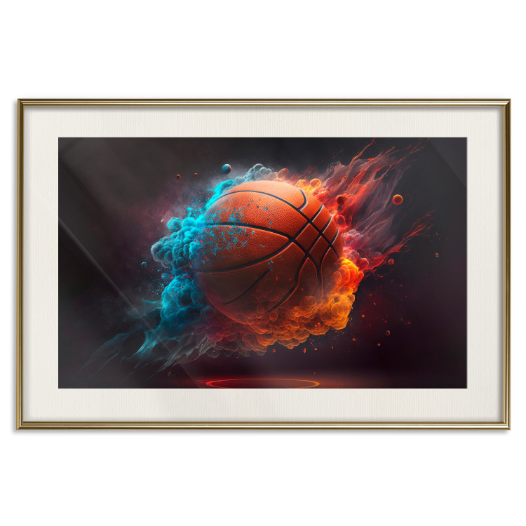 Wall Poster Accurate Throw - Basketball Ball in Orange-Blue Dust 150773 additionalImage 24