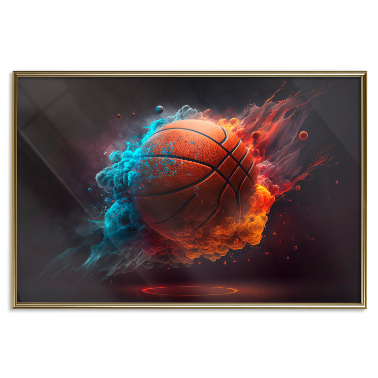 Wall Poster Accurate Throw - Basketball Ball in Orange-Blue Dust 150773 additionalImage 18