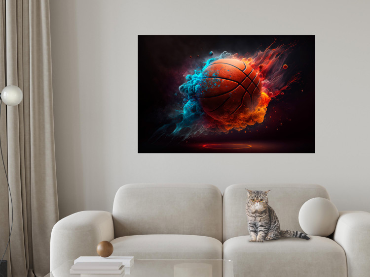 Wall Poster Accurate Throw - Basketball Ball in Orange-Blue Dust 150773 additionalImage 8