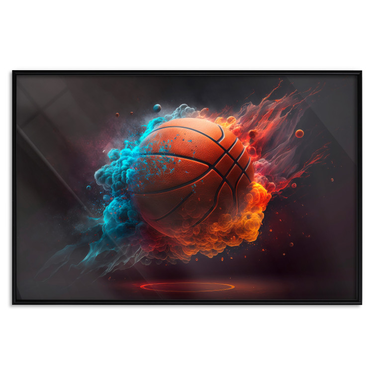 Wall Poster Accurate Throw - Basketball Ball in Orange-Blue Dust 150773 additionalImage 19