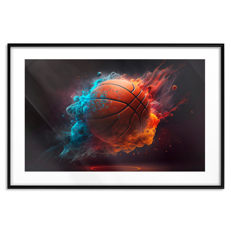 Wall Poster Accurate Throw - Basketball Ball in Orange-Blue Dust 150773 additionalImage 21