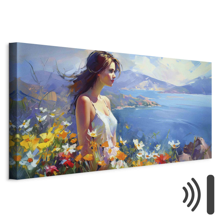 Canvas Woman Against the Sea - A Floral Mountain Landscape in the Style of Monet 151073 additionalImage 8