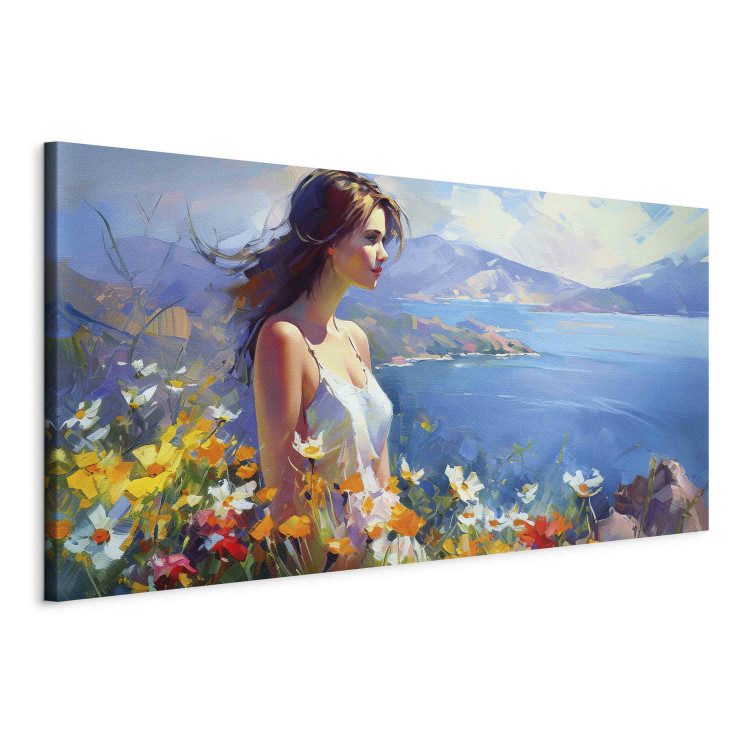 Canvas Woman Against the Sea - A Floral Mountain Landscape in the Style of Monet 151073 additionalImage 2