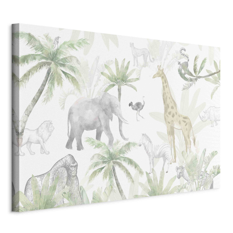 Large canvas print Tropical Safari - Wild Animals in Green-Pastel Colors [Large Format] 151173 additionalImage 2