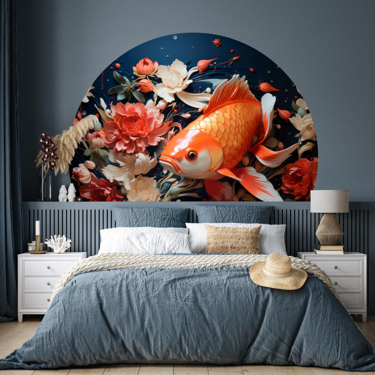 Round wallpaper I’ll Grant Your Three Wishes - Goldfish Against a Background of Plants in the Water 151673 additionalImage 2