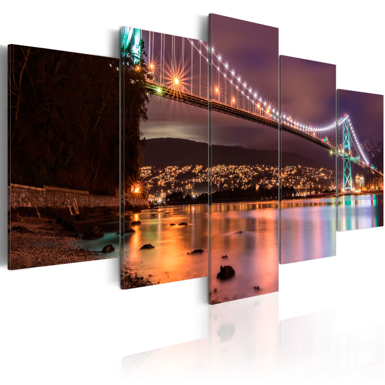 Canvas Print Lions Gate Bridge in Vancouver at night 50573 additionalImage 2