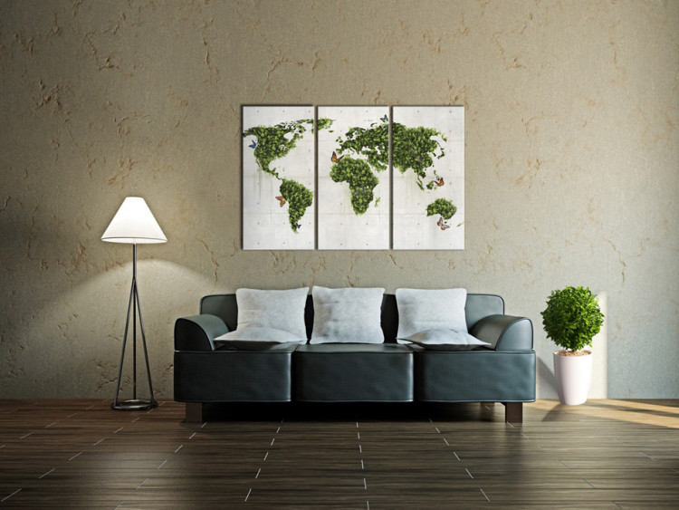 Canvas Print Green land of butterflies - triptych 55273 additionalImage 3