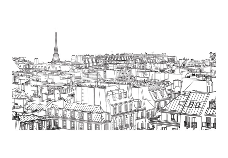 Photo Wallpaper Sketchbook - Black and White Sketch of Parisian City Architecture 59873 additionalImage 1