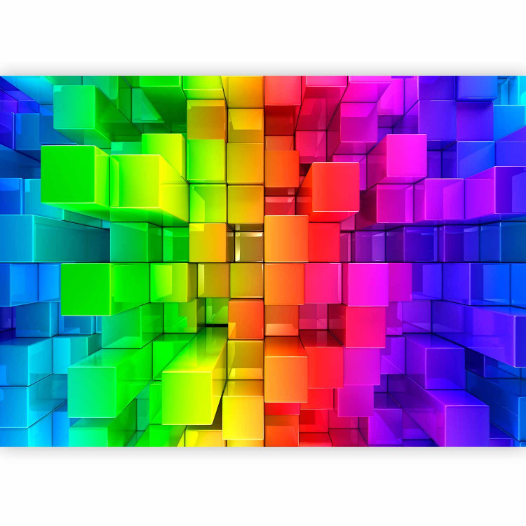 Photo Wallpaper Colorful Abstraction - background with colorful cubic figures in a rainbow pattern 62273 additionalImage 5