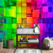 Photo Wallpaper Colorful Abstraction - background with colorful cubic figures in a rainbow pattern 62273 additionalThumb 8
