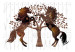 Wall Mural Abstract horses - tree with animals on a white wooden background 64373 additionalThumb 1