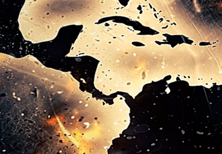 Canvas Art Print Flames of the World (3-part) - fiery world map on a black background 94773 additionalImage 5
