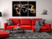 Canvas Art Print Flames of the World (3-part) - fiery world map on a black background 94773 additionalThumb 3