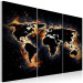 Canvas Art Print Flames of the World (3-part) - fiery world map on a black background 94773 additionalThumb 2