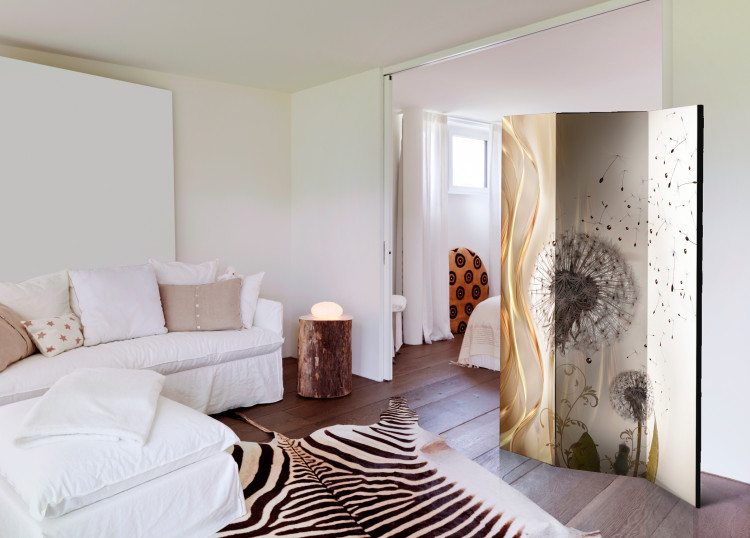 Room Divider Fleeting Moments - romantic dandelion flower on a background of undulating details 95373 additionalImage 2