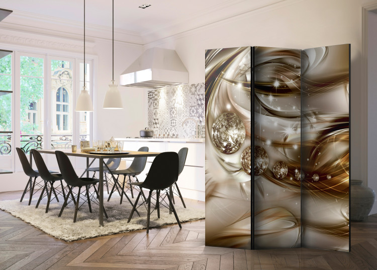 Room Separator Chocolate Tide - abstract brown and glowing swirling waves 95573 additionalImage 4