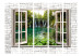 Folding Screen Green Treasure II - window on a stone texture overlooking a waterfall 95973 additionalThumb 3
