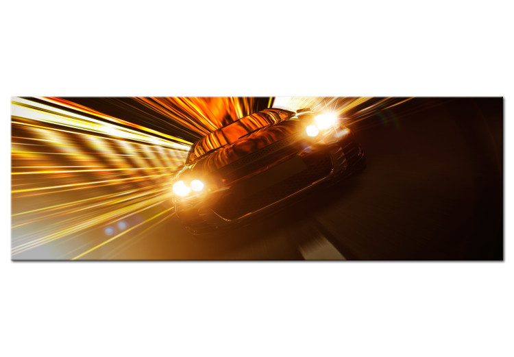 Canvas Print Night Raid - Fast Car in Glowing Tunnel for Motorsport Fans 97373