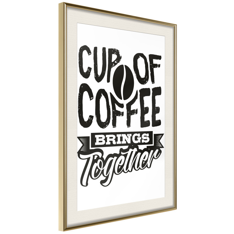 Poster Cup of Coffee Brings Together - black and white text and a coffee bean 114683 additionalImage 2