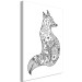 Canvas Art Print Fox in Floral Pattern (1-part) - Black and White Animal Pattern 114783 additionalThumb 2