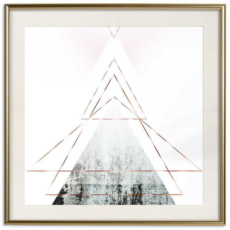 Poster Geometric abstraction (square) - composition in triangles with a touch of gold 116383 additionalImage 19