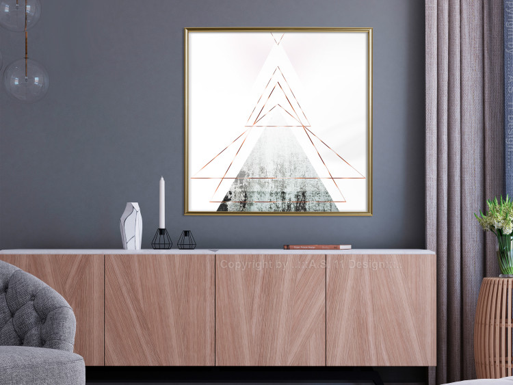 Poster Geometric abstraction (square) - composition in triangles with a touch of gold 116383 additionalImage 7