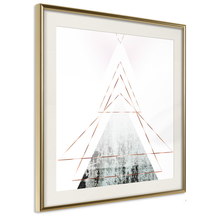 Poster Geometric abstraction (square) - composition in triangles with a touch of gold 116383 additionalImage 2