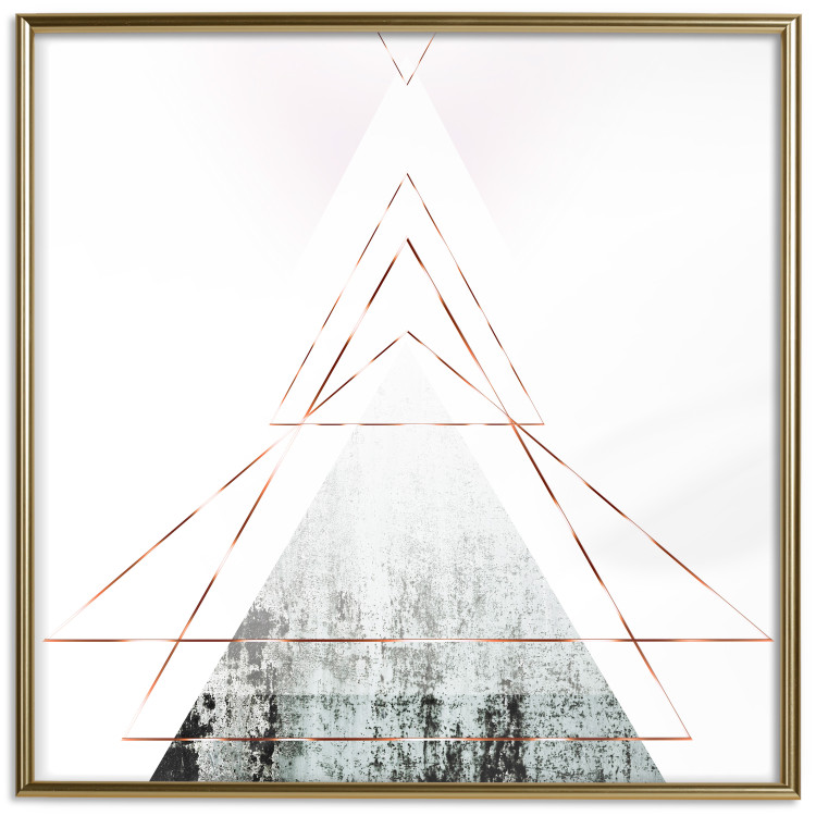 Poster Geometric abstraction (square) - composition in triangles with a touch of gold 116383 additionalImage 16