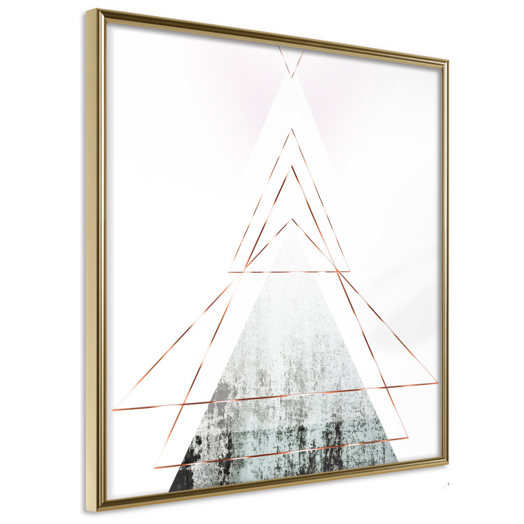 Poster Geometric abstraction (square) - composition in triangles with a touch of gold 116383 additionalImage 14