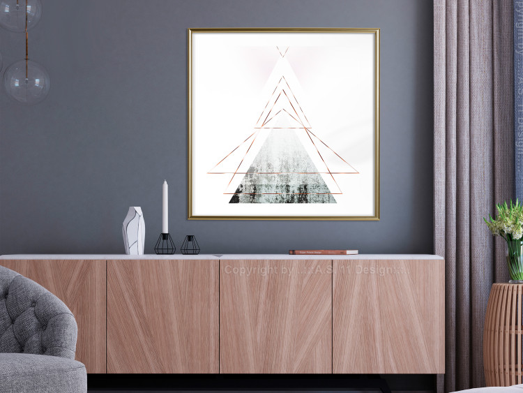 Poster Geometric abstraction (square) - composition in triangles with a touch of gold 116383 additionalImage 15