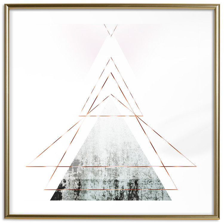 Poster Geometric abstraction (square) - composition in triangles with a touch of gold 116383 additionalImage 14
