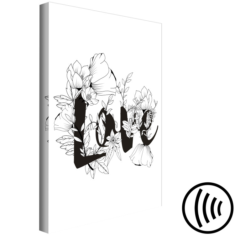 Canvas Print Blooming love - Love inscription surrounded by flowers in line art 116483 additionalImage 6