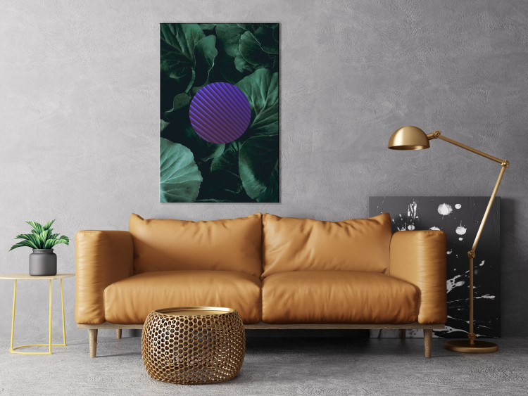 Canvas Violet circle - abstract geometry with a floral pattern 117183 additionalImage 3