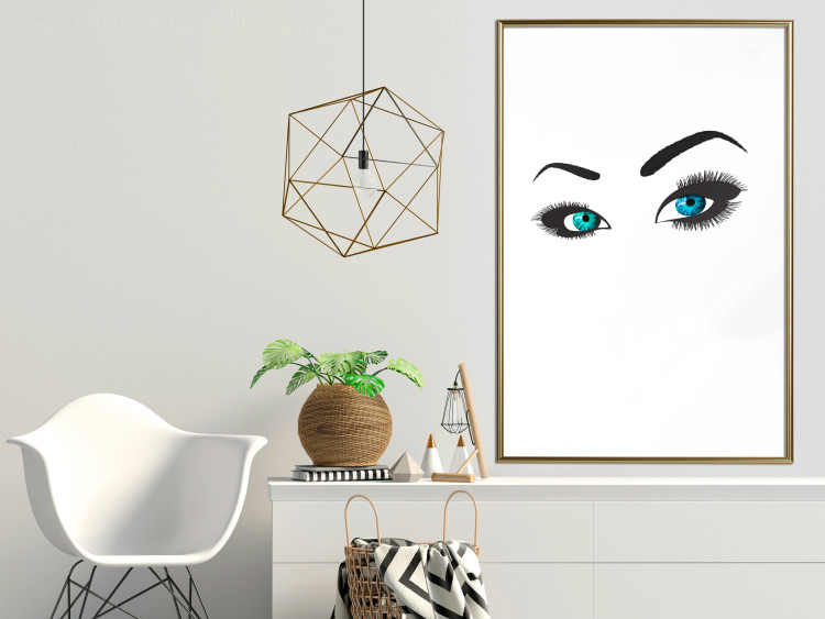 Wall Poster Two-Toned Eyes - composition with woman's blue eyes on a white background 117283 additionalImage 13
