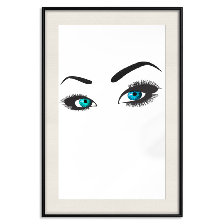 Wall Poster Two-Toned Eyes - composition with woman's blue eyes on a white background 117283 additionalImage 18