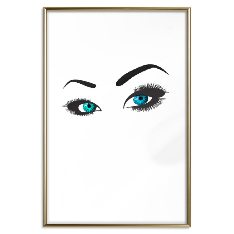 Wall Poster Two-Toned Eyes - composition with woman's blue eyes on a white background 117283 additionalImage 16