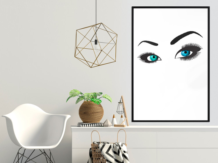 Wall Poster Two-Toned Eyes - composition with woman's blue eyes on a white background 117283 additionalImage 5