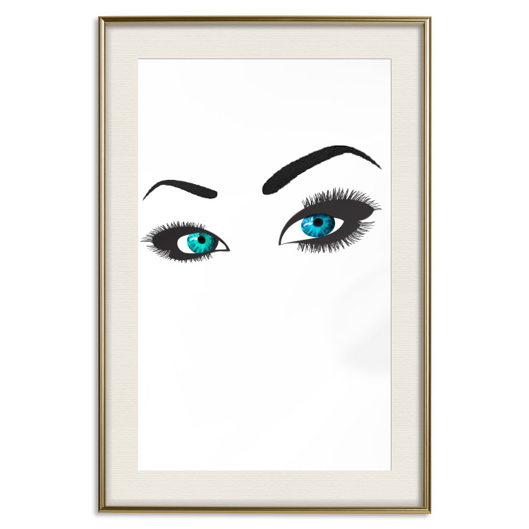Wall Poster Two-Toned Eyes - composition with woman's blue eyes on a white background 117283 additionalImage 19