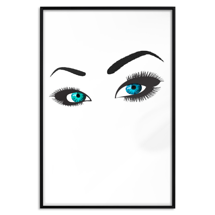 Wall Poster Two-Toned Eyes - composition with woman's blue eyes on a white background 117283 additionalImage 24