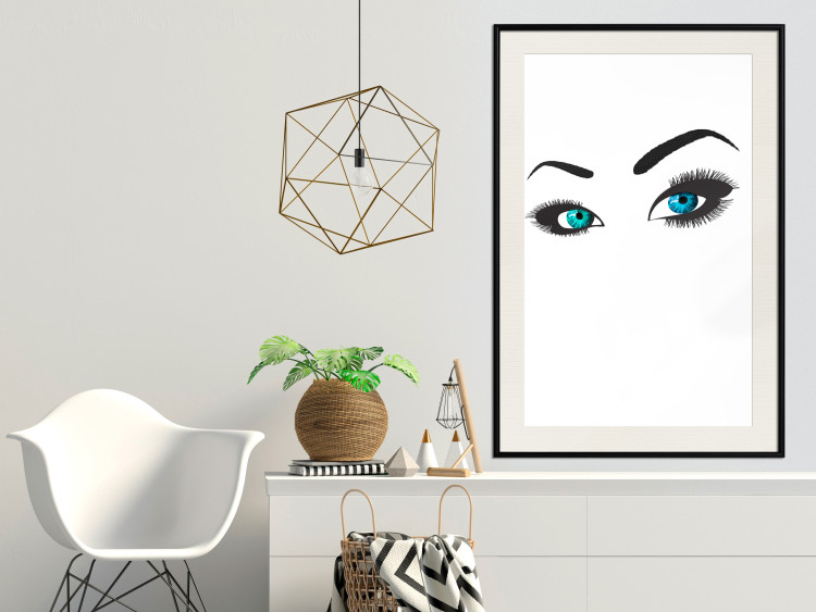 Wall Poster Two-Toned Eyes - composition with woman's blue eyes on a white background 117283 additionalImage 22