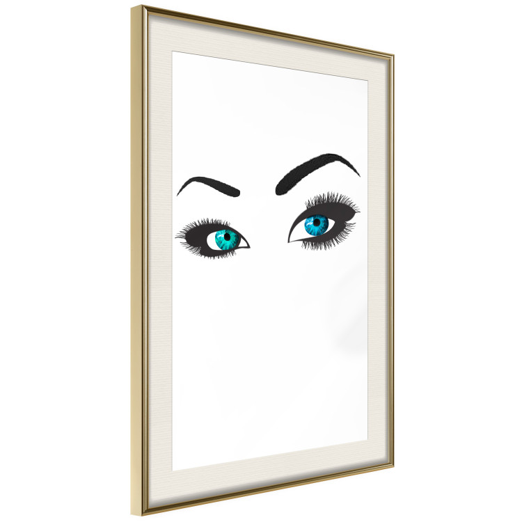 Wall Poster Two-Toned Eyes - composition with woman's blue eyes on a white background 117283 additionalImage 2