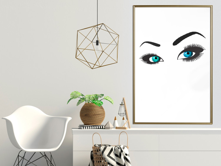 Wall Poster Two-Toned Eyes - composition with woman's blue eyes on a white background 117283 additionalImage 5