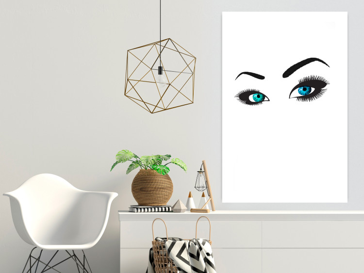 Wall Poster Two-Toned Eyes - composition with woman's blue eyes on a white background 117283 additionalImage 4