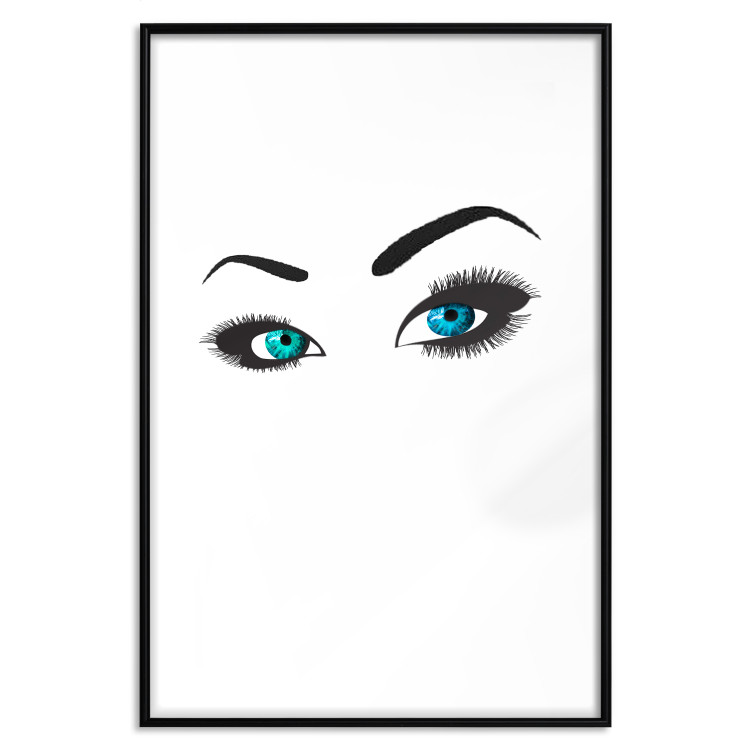 Wall Poster Two-Toned Eyes - composition with woman's blue eyes on a white background 117283 additionalImage 17