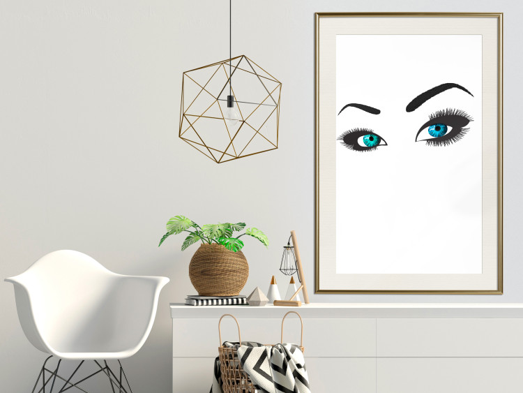 Wall Poster Two-Toned Eyes - composition with woman's blue eyes on a white background 117283 additionalImage 21