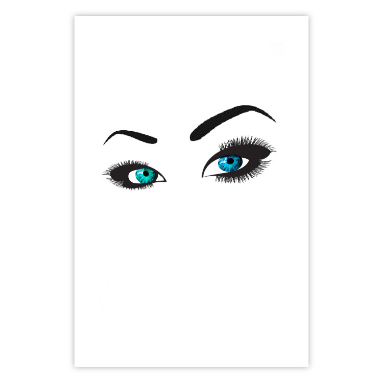 Wall Poster Two-Toned Eyes - composition with woman's blue eyes on a white background 117283 additionalImage 25