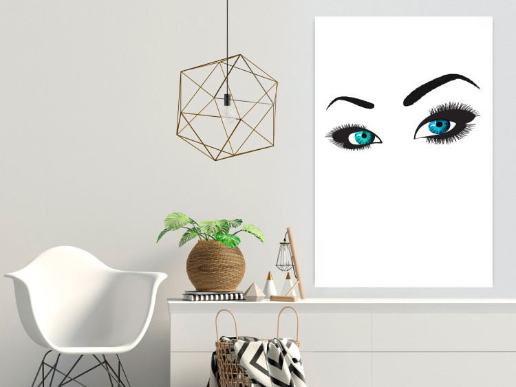 Wall Poster Two-Toned Eyes - composition with woman's blue eyes on a white background 117283 additionalImage 23