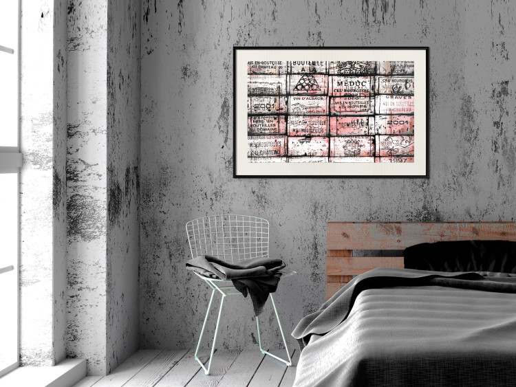 Wall Poster Scent of Wine - black patterns with retro motifs on bricks 122283 additionalImage 22